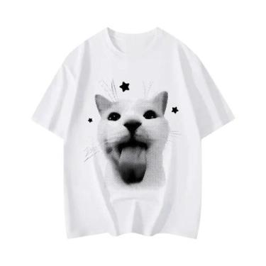 Imagem de Camiseta Gráfica Engraçada De Gato Unissex Harajuku Y2k Vintage De Man