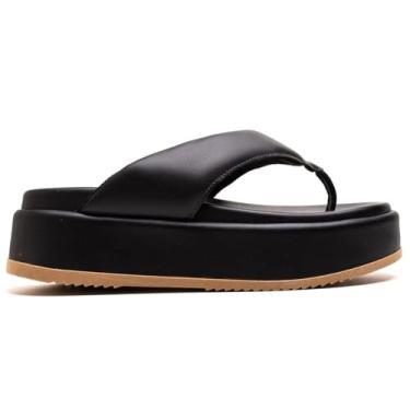 Imagem de Sandália Papete Feminina Plataforma Birken Asa Delta Macia, Bege Claro, com Tira Cruzada (Preto, BR, Adulto, Numérico, 36)