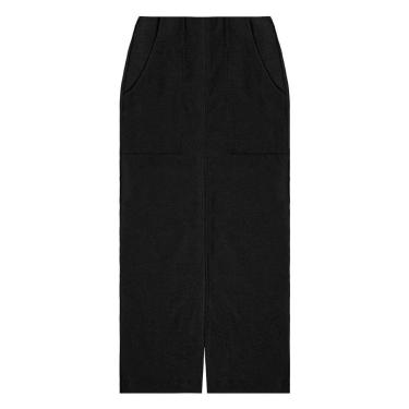 Imagem de Saia Midi Feminina Endless com Bolsos e Fenda Preto-Feminino