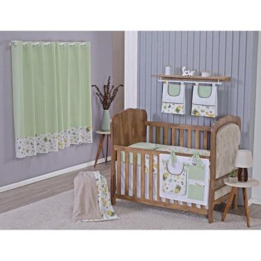 Imagem de Enxoval Bebe Kit Berço Americano Cortina Algodão Menino