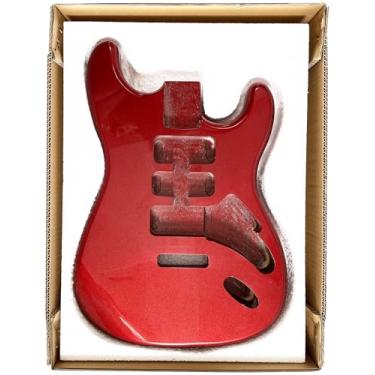 Imagem de Corpo de guitarra elétrica, madeira de mogno estilo ST, faça você mesmo, Humbucker/Single/Humbucker vermelho maçã doce.