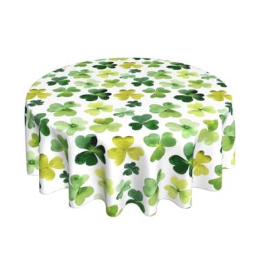 Imagem de DEKIFNHG Toalha de mesa redonda para o dia de São Patrício, 152 cm, decoração de trevo em aquarela, toalha de mesa redonda para o dia de São Patrício, feriado, piquenique, festa, ambientes internos e