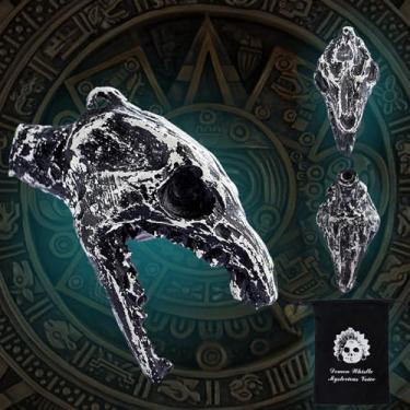 Imagem de Apito da morte asteca gritando em decibéis altos, forma de caveira de dinossauro autêntico som humano apito da morte (caveira de dinossauro)