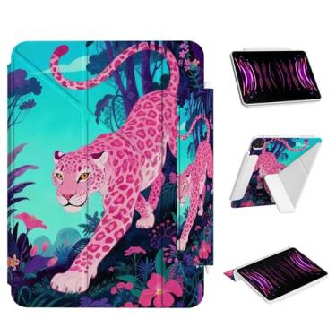 Imagem de Ouinice Capa para iPad Air 13 polegadas M3 2025 e M2 2024, iPad Pro 32.8 cm 6ª/5ª/4ª/3ª geração, suporte multiângulo de origami, aba magnética, capa protetora completa, rosa Jaguar