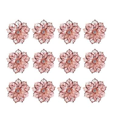 Imagem de 3/6/12 peças de anel de guardanapo dourado prata cadeiras fivelas casamento evento decoração artesanato suporte artesanal suprimentos de festa (ouro rosa, 12 peças)