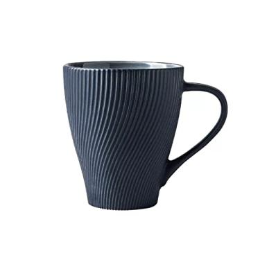 Imagem de KEG801302 Xícara de café simples moderna de 350 ml, copo de cerâmica de cor sólida, copo de café para casa, escritório, copo de água de alta beleza, xícara de chá (azul)