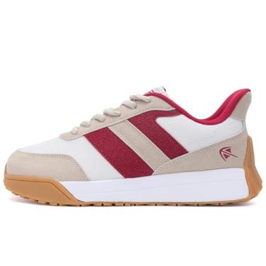 Imagem de N BESUNEW Tênis feminino com bico largo, plataforma de caminhada fácil de calçar e descalçar, com suporte de arco, calçados esportivos casuais confortáveis e retrô, Bege, 36