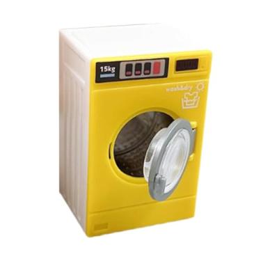 Imagem de menolana Máquina de Lavar Roupa de Brinquedo em Escala 1/12 - Miniaturas de Eletrodomésticos para Desenvolver a Coordenação Fina - Brinquedo Ideal para, Amarelo