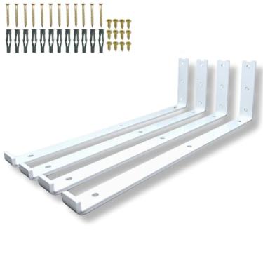 Imagem de 4 Suportes Fixo De Parede 40cm Aço Resistente Formato L Mão Francesa De Prateleira (Branco)