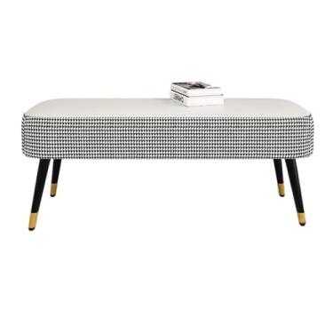 Imagem de KEG801302 Bancos estofados modernos para quarto, sala de estar, apoio para os pés, com pernas de metal, para entrada, sala de jantar, quarto, final da cama, decorativo (bege)