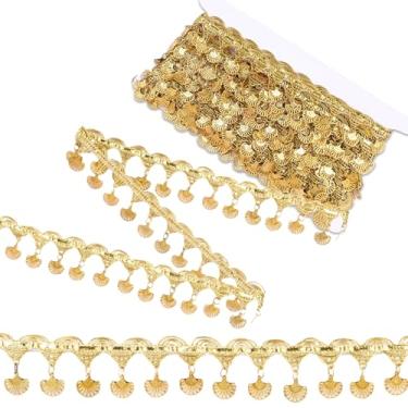 Imagem de Acabamento de borla de lantejoulas em formato de leque de 10 metros de largura, acabamento de franja de lantejoulas de renda de 4,5 cm de largura, franjas de fita de renda com lantejoulas para dança