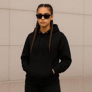 Imagem de Moletom Blusa de Frio Feminina Flanelada Canguro Com Capus-Feminino