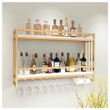 Imagem de Suporte de taça de vinho para pendurar em casa com suporte de metal rústico montado na parede suporte de garrafa de vinho prateleira de vinho 60 cm (100 cm)