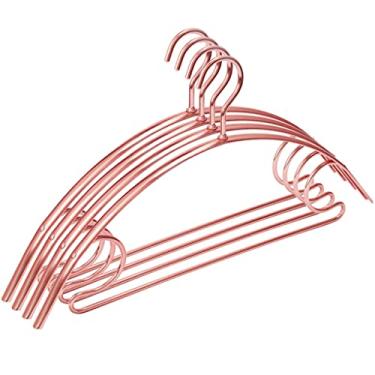 Imagem de Cabides de roupas 10 peças cabides de metal resistente, cabides de arame para economia de espaço, cabides de terno padrão cabides de roupas para casaco (cor: prata, tamanho: 10 peças) (ouro rosa 10