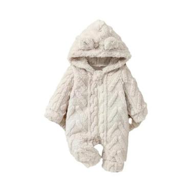 Imagem de Macacão De Inverno Para Bebês Meninos Com Capuz De Pelúcia E Zíper, Ro