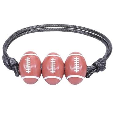 Imagem de WATASAA Pacote com 10 pulseiras esportivas com contas de espírito de equipe com cartas inspiradoras, tema de basquete, futebol, beisebol, tênis, cordão ajustável, presentes para fãs de jogadores e