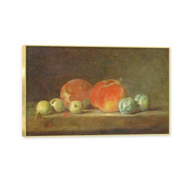 Imagem de Moldura dourada. Arte vintage emoldurada de frutas mortas, pintura clássica de cozinha country, decoração de parede de casa de fazenda quente para sala de jantar e cozinha. C46. 50 x 80 cm - 19,7 x