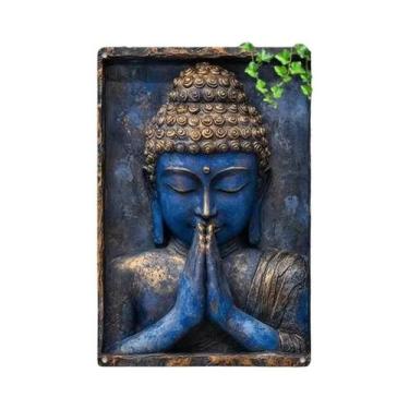 Imagem de Placa Decorativa De Metal Folha De Ouro Buda, Pintura Em Lata, Arte De