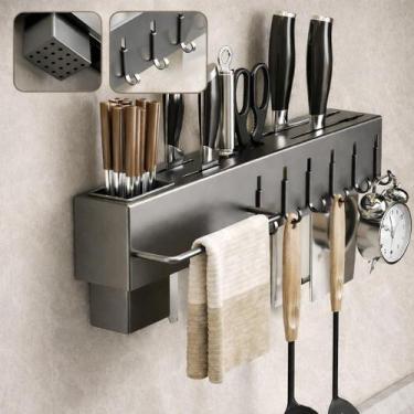 Imagem de Suporte Organizador Para Utensílios de Cozinha Com 6 Ganchos  Aço Inox