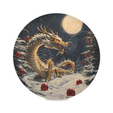 Imagem de STAYTOP Jogo americano redondo de dragão chinês na neve, 6 peças, tapetes de mesa antiderrapantes fáceis de limpar para casa, cozinha, churrasco, festa, decoração de mesa