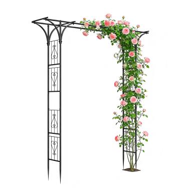 Imagem de Treliça de arco de jardim, 2,8 m, suporte de arco de casamento, treliça de metal para escalada de plantas ao ar livre, arco de plantas com pilha ancorada, decoração de balão de arco de flores, pérgola