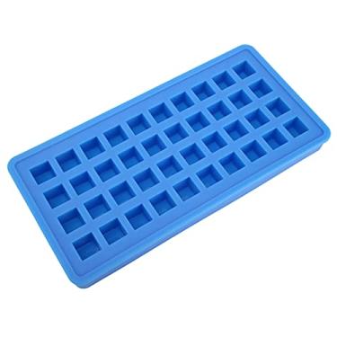 Imagem de Bandeja de gelo de silicone formato quadrado cubos de gelo molde fácil de limpar máquina de lavar louça segura antiaderente reutilizável para bares domésticos restaurantes (Azul)