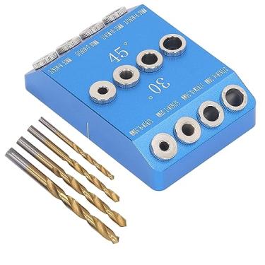 Imagem de Yinhing Gabarito de Broca 30 45 90 Graus de ângulo de Liga de Alumínio Com Alto Gabarito de Broca para Projetos de Marcenaria Fácil Configuração Ferramenta Ideal para Corte Preciso e Entusiastas de