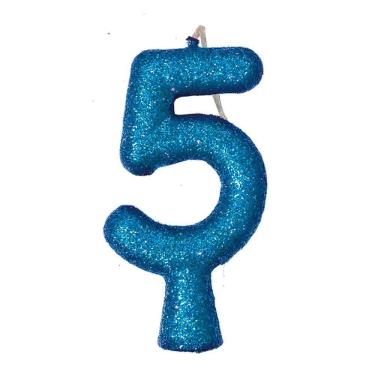 Imagem de Vela De Aniversário Puro Glitter Azul Modelo 5