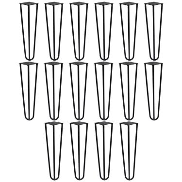 Imagem de Kit 16 Pés de Metal 25 CM Hairpin Legs Mesas de Centro Puffs Preto G41