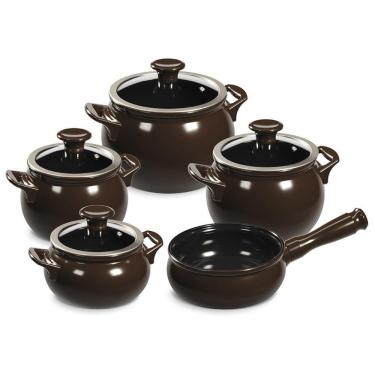 Imagem de Jogo De Panelas De Cerâmica New Premier Joy 5 Peças Chocolate Ceraflame