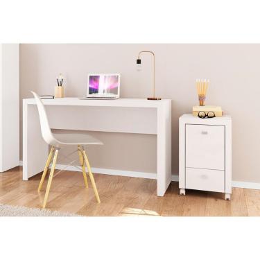 Imagem de Escritório Completo 1 Mesa De Computador Me4135 + 1 Gaveteiro Me4112 2 Peças Branco