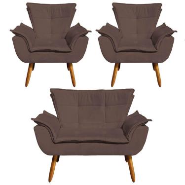 Imagem de Kit Namoradeira 02 Poltronas Opala Suede Marrom