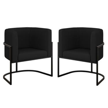 Imagem de Kit 2 Cadeiras Poltrona Lua Corino Preto Balaqui Preto