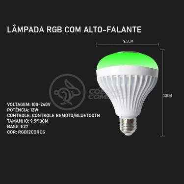 Imagem de Lâmpada Led 12W E27 Rgb Colorida Com Caixa De Som