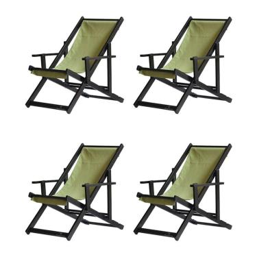 Imagem de Kit 4 Espreguiçadeiras Dobrável Black Cb-verde