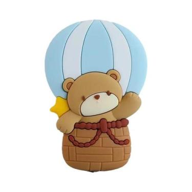 Imagem de Topo De Bolo Temático De Aviação Com Urso Piloto Em Desenho Animado, B