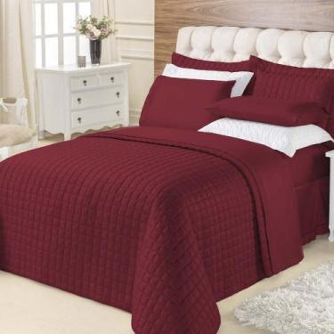 Imagem de Kit Cobre Leito Top Line Casal Queen 3 Peças 100% Poliéster - Vinho - 