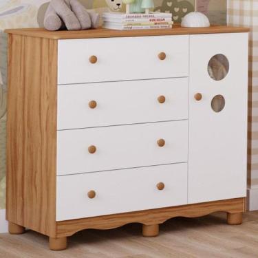 Imagem de Cômoda de Bebê Infantil 1 Porta com Janela 4 Gavetas 100 MDF Bolinha p