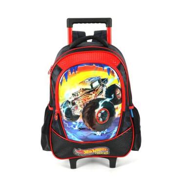 Imagem de Mochila Rodas Escolar Infantil Hot Wheels Luxcel IC42612HW Cor:Preto, 