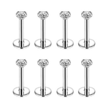 Imagem de Conjunto De Piercings Labret De Aço Inoxidável 16G Com Cristais CZ Par