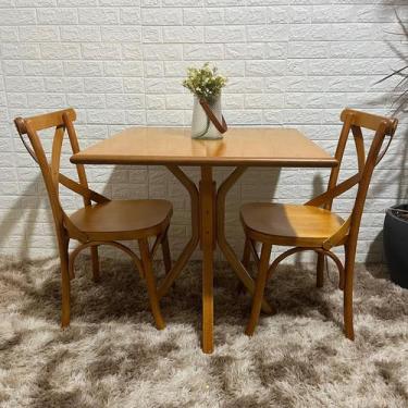 Imagem de Conjunto Mesa X 80x80 Com 2 Cadeiras X Madeira Maciça Mel - Floresta C