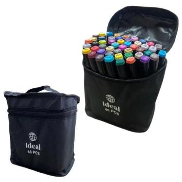Imagem de Kit 48 Canetas Hidrográficas Coloridas Com Estoj Organizador - Ideal