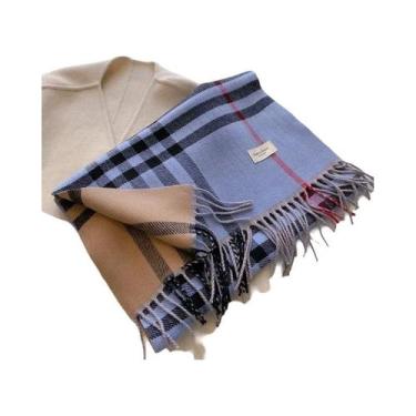 Imagem de Cachecol De Cashmere Xadrez Para Homens E Mulheres, Quente E Grosso, M