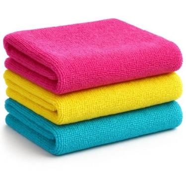 Imagem de Kit 3 Panos De Microfibra Flanela Limpeza Absorção Multiuso - Dexin
