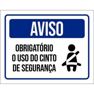 Imagem de Kit 10 Placa Acm Aviso Obrigatório Cinto De Segurança 18X23 - Sinalizo