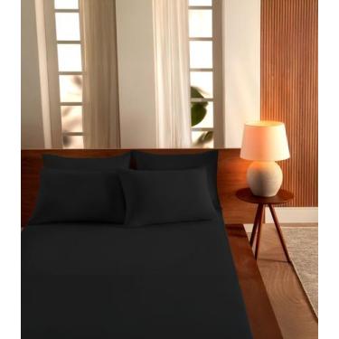 Imagem de Jogo De Cama Casal Malha 3 Peças Liso Vivaldi Preto, UN, Preto