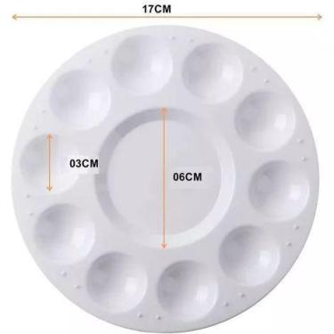 Imagem de Paleta de Pintura Godê 11 Cavidades Redonda Branca Tinta Aquarela Plás