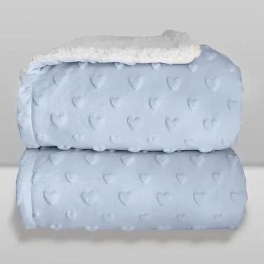 Imagem de Cobertor  Bebe Plush com Sherpa Hearts - LAÇO BEBE, Azul