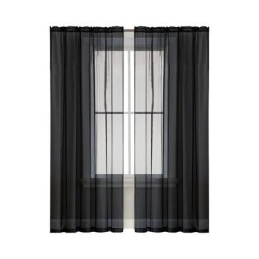 Imagem de Cortina De Terylene Em Cor Sólida 2 Peças Tela Transparente Para Decor