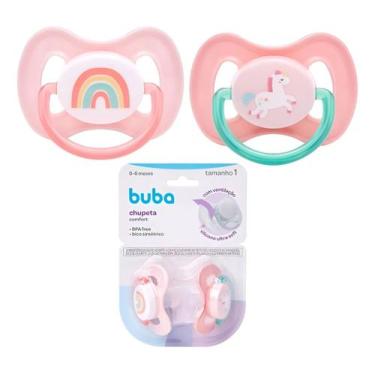 Imagem de Kit Chupeta Buba Comfort Fase 1 Magic Unicornio Rosa